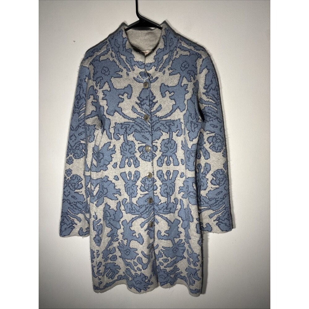 SUNDANCE CATALOG Noble Life Jacquard Cardigan Coat Sz M Lambswool/cashmere/Angor